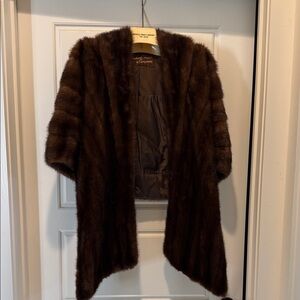 Vintage Elegant Dark Brown Fur Cape